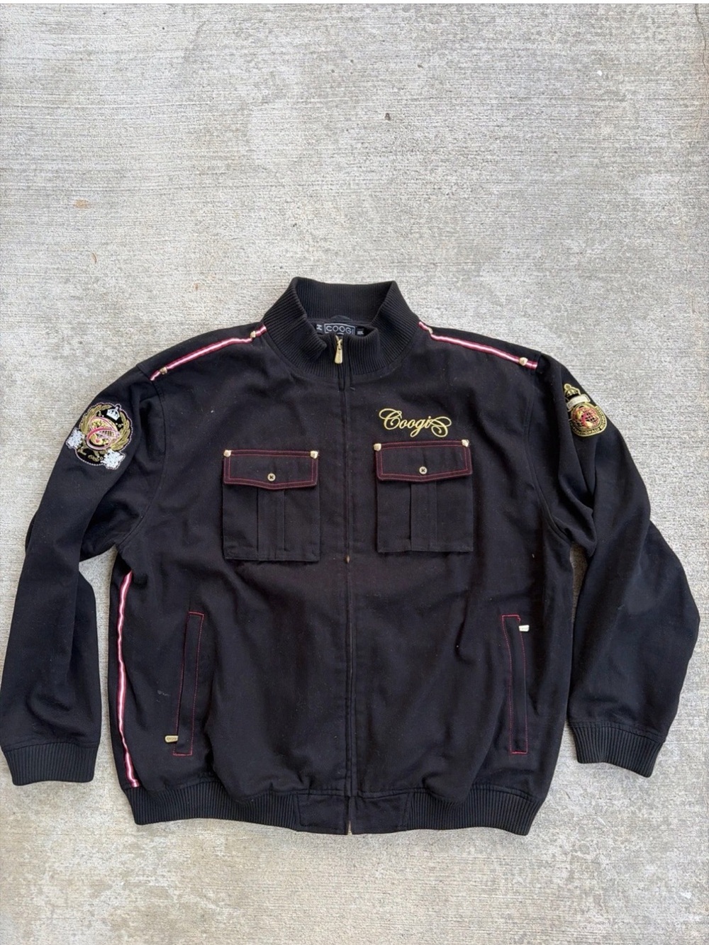 Coogi Men’s Black Golden Hardware Military Jacket Size XXXL